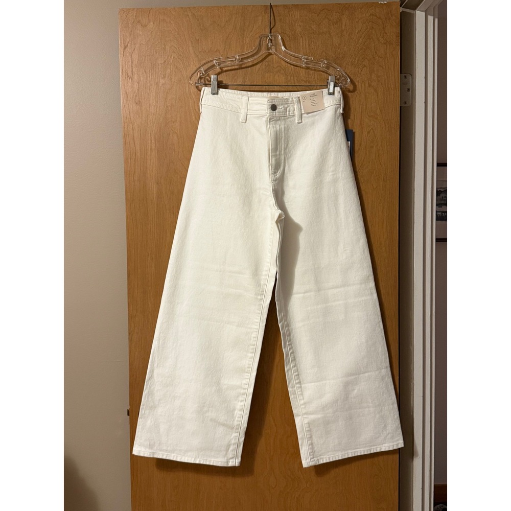 Universal Thread Sailor Wide Leg Ankle Jeans Womens 6 White Denim High Rise NWT